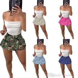 New Fashion Women Casual Sexy Pleated Jeans Stretch Short Pants Skirt For 2023 Summer 5 Colours