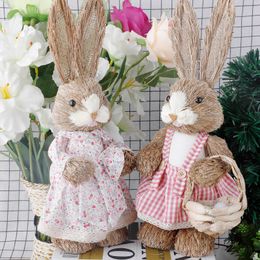 Other Event Party Supplies Christmas Straw Rabbit Decor Home Decoration Halloween Decorations for Winter Party Decor Wedding Decoration Easter Bunny 230404