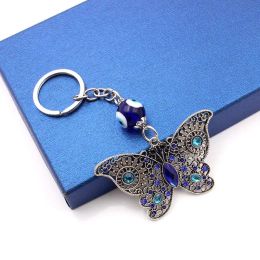 Keychains Lanyards L Creative Owl Butterfly Keychain Evil Eye Keyrings Decor Devil Blue Eyes Pendant Handcraft Good Lucky Ornament For Amhub