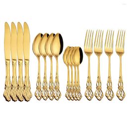 Dinnerware Sets Gold Cutlery Set Stainless Steel 16/32 Pcs Dinner Knives Forks Coffee Spoons Dining Wedding Decoration