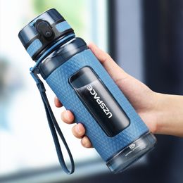 Water Bottles UZSPACE Sports Gym Leakproof Dropproof Portable Shaker Outdoor Travel Kettle Plastic Drink Bottle BPA Free 230406