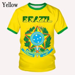 Men's T-Shirts Fashion Brazil Flag 3d T Shirt Men/Women Casual Round Neck Short Sleeve Sports T-shirt 230406