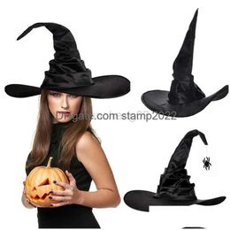 Other Festive Party Supplies Halloween Witch Hats Black Folds Wizard Hat Costume Headgear Devil Cap Cosplay Props Decoration Acces Dhvlv