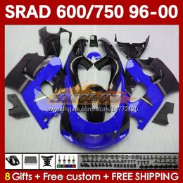 Motorcycle Fairings For SUZUKI SRAD GSXR 750 600 CC 600CC 96 97 98 99 00 168No.98 blue factory GSX-R750 GSXR600 1996 1997 1998 1999 2000 GSXR750 GSXR-600 750CC 96-00 Body