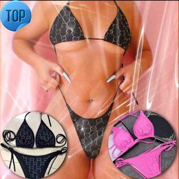 Luxury Diamond Swimwear Letters Crystal Bikini Designer Swimsuits Women Bra Set Holiday Bathing Suit Beachwear GiftF