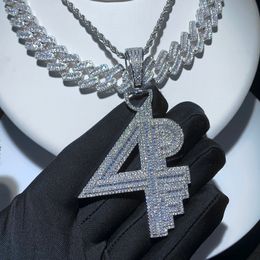 new designer big 4PF Letter Charm Pendant Necklace with Rope Chain Hip Hop Women Men Full Paved 5A Cubic Zirconia Boss Men Gift Jewelry