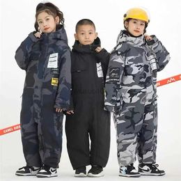 Other Sporting Goods Winter Outdoor Sports Windproof Waterproof Suits Children's Warm One-piece Thickened Ski Suit for Kids HKD231106