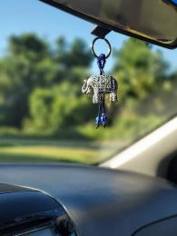 Keychains Lanyards L Elephant Lucky Charm Keychain W/ Blue Crystal And Hanging Evil Eye Sign Of Good Luck Protection Home Keys Purse B Ammuc