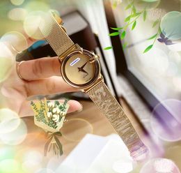 Popular Top model Fashion Lady Watches Casual bee small dial skeleton women wristwatch rose gold stainles steel mesh belt Clock Luxury Chain Bracelet Watch Gifts