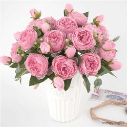 Christmas Decorations Roses Silk Peony Artificial Flowers Cheap New Year's Christmas Decorations Vase for Home Wedding Bridal Bouquet Indoor R231106