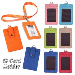 Card Holders Lanyards ID Badge Holder Leather Bus Pass Case Cover Men Women's Bank Business Women Solid Color