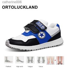 Sneakers Ortoluckland Children's Shoes Boy Girls Leather Sneakers Kids Autumn Spring Fashion Low Cut Orthopaedic Casual Flat FootwearL231106