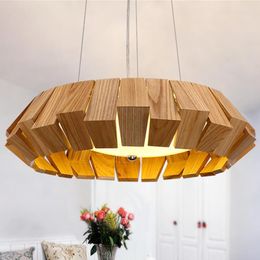 Pendant Lamps Wood Chandelier Nordic Living Room Bedroom LED Lamp Creative Modern Simple Art Round