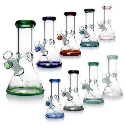 Colourful Hookahs 7mm Thick Glass Bong Recycler With Removable Glass Downstem 8.5 Inches Smoking Water Pipe Beaker bongs