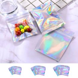 Fashion Food Storage Resealable Smell Proof Bags Foil Holographic Flat Bag for Candy Jewellery Sample Storage Packaging