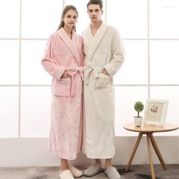 Women's Sleepwear IANLAN Unisex Winter Flannel Couple Nightgowns Men And Women Mink Velvet Thick X-Long Bathrobe With Waistband IL00438