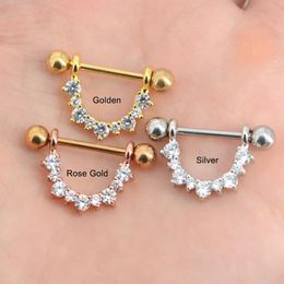 Hot Crystal Nipple Piercing Jewellery Gold Colour Ball Sexy Nipple Pircing Surgical Steel Barbell Nipple Rings