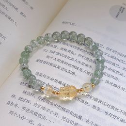 Charm Bracelets Ruifan Natural Green Ghost Crystal Wealth Pixiu Citrine Bead Chain Bracelet Women's Exquisite Jewellery Rich Gift YBR834 230406