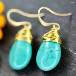 Dangle Earrings Natural Turquoise Swaying Pendant Around 18 K Hook Wedding CARNIVAL Diy Gift VALENTINE'S DAY FOOL'S Year