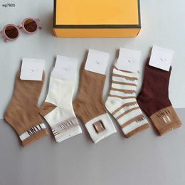 Designer Mens Socks Brand Letter Double F Pattern Logo boy stocking 5 pairs per box Fashion Solid Colour Male Nov06