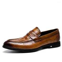 Dress Shoes Italian Men Leather Classic Casual Business Loafers Slip On Formal Office Wedding