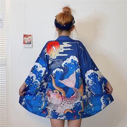 Ethnic Clothing Chinese Traditional Style Women Men Japanese Samurai Kimono Yukata Casual Beach Robe Loose Coat Cardigan Haori Oriental