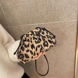 Evening Bags Fashion Small Clip Dumpling Cloud Shoulder Crossbody Bag Leopard Print Mini Women Handbags Ladies Purse