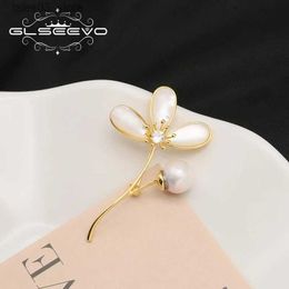 Pins Brooches GLSEEVO of European and American antique brushed popular clovers golden pearl brooches design Gold plated Christmas gift Q231107