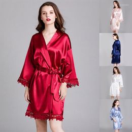 Ethnic Clothing Women's Robe Lace Stitching Sexy Pajamas Women Female Pure Erotic Sleepwear Massage SPA Summer Cardigan Japanese