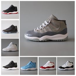 Jumpman 11 kids baby basketball shoes Lace-Up Hook & Loop 11 11s XI Cherry Bred Cool Grey Concord Unc Win Like for toddler Boys Girls Children Youth Sneaker Shoes