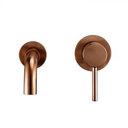 Bathroom Sink Faucets Bagnolux Polished Or Brushed Rose Gold Brass Round Hole Concealed Type Household Cold 230406