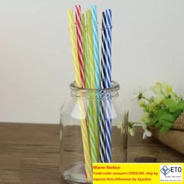 220mm single package straw PVC plastic material mix colors suction tube straws stripe design lengthen straw thicken plastic suction pipe