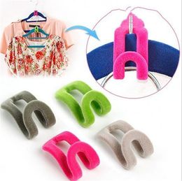 Wholesale Hooks Rails Home Creative Mini Flocking Clothes Hanger Easy Hook Closet Organiser