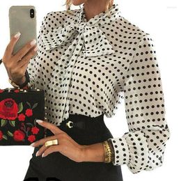 Women's Blouses Polka Dot Blouse 2023 Autumn Ladies Shirt Long Sleeve Tops Office Lady Shirts Woman Womens Clothing Women