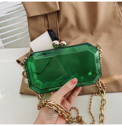 Evening Bags Transparent Acrylic Box Bag 2023 Summer Fashion Girl's Chain Small Shoulder Dinner Makeup Clear