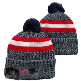 Men Knitted Cuffed Pom New England Beanies NE Bobble Hats Sport Knit Hat Striped Sideline Wool Warm BasEball Beanies Cap For Women A1