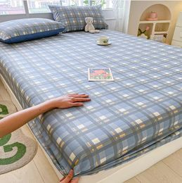 Bedding sets 100% Cotton Elastic Bed Sheet Set Plain Fit Sheet+2 Pillowcases Full Size Cal King Cover B99G 231106