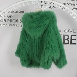 Women's Fur Faux 2023 Women Winter Fox Coat Short length Loose Overcoat High grade Foreign Atmosphere Jacket Hooded Warm Outwear 231106