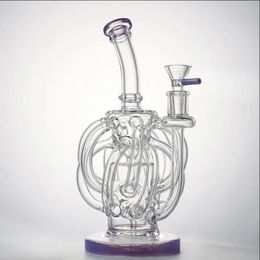 12 Waterfall Recyclers Tube Vortex Cyclone Oil Rigs glass Hookahs big bongs Super Dab Rig Tornado Cyclone 14mm Joint water with Bowl