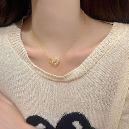 Version of t Family U-shaped Horseshoe Buckle Double Ring Necklace with a High-end Sense Inset Style Metal Layer Collarbone Chain