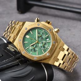 High quality AAA top designer watches 2023 Quartz movement luxury watch gold Stainless Steel Royal six-pointer multi-function calendar dial