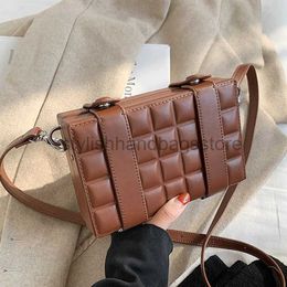 Shoulder Bags Fasion Box Solid Small Square Double Belt Cocolate Block Soulder Quality PU Crossbody Bagstylishhandbagsstore