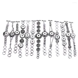 Charm Bracelets 10pcs/lot Wholesale Metal 18mm Snap Button Bracelet Bangles Silver Gold Colour Fit 20mm Buttons Jewellery