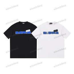 xinxinbuy Men designer Tee t shirt 23ss Paris Double letter lock catch short sleeve cotton women Black white blue gray XS-2XL