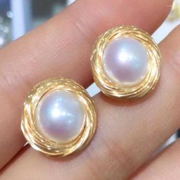 Dangle Earrings A Pair Freshwater Pearl White Baroque 18K Winding Jewellery Year Ear Stud Beautiful Gift Hook Halloween Classic