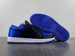 Shoes Designer 1 Basketball Mens Low OG 1S Sneaker Satin Royal Blue Black Men Women Trainers Sports Sneakers With Box