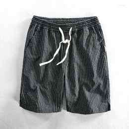 Men's Shorts 2023 Summer Casual Striped Quarter Pants Thin Loose Trend To Wear Beach