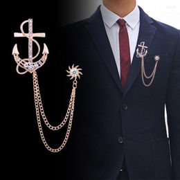 Brooches European American Navy Anchor Chain Tassel Brooch Men's Versatile Suit Badge Women's Pin Coat Accessories Corsage Wholesale