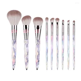 Makeup Brushes 9 Pieces Colourful Diamond Artificial Biomimetic Fibre Wool Cosmetic Brush Set Beauty Tools E609