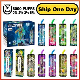 Original UZY bar E Cigarette puff 8000 10 Flavours 18ml Rechargeable Disposable Vape Pen Device Pod Smok Vapes Kit 8000 puffs NIC 0% 2% 3% 5% 1100Mah Battery